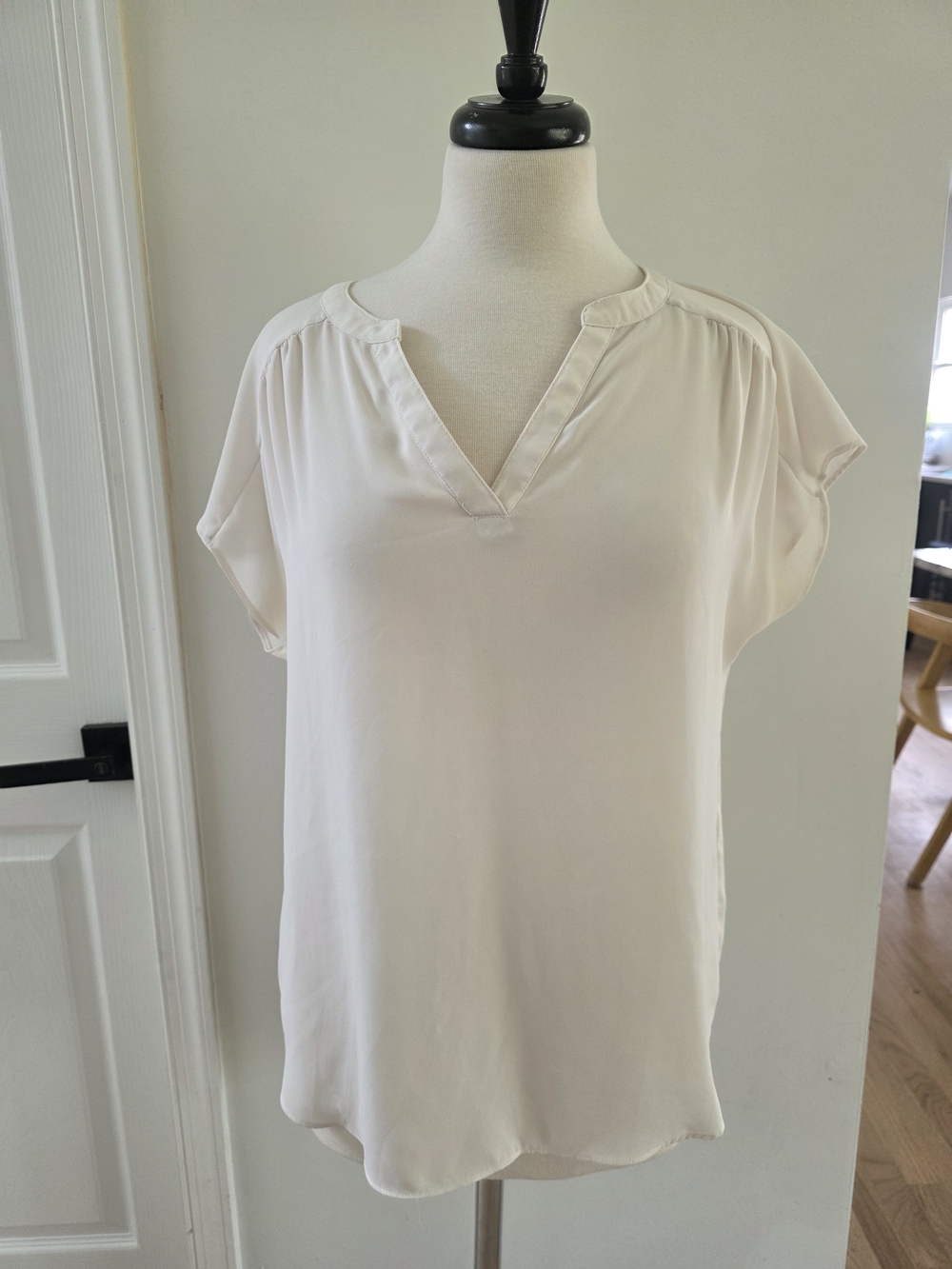 Women's Cream Split-Neck Blouse